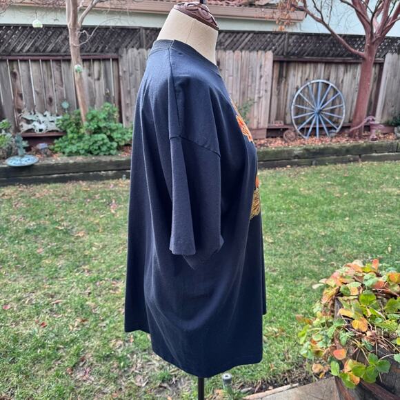 Vtg Autumn Fall Thanksgiving Best Fruit of the Loom Black USA T-Shirt XXL *Flaw* - Picture 4 of 12